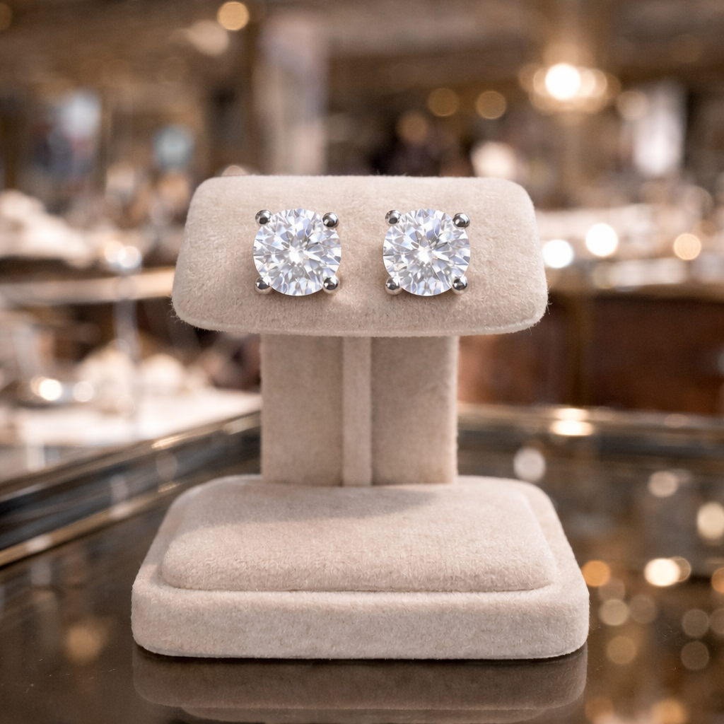 925 Sterling Silver 4 Prong 0.5ct. 1ct. 1.5ct. Moissanite Diamond Stud Earrings