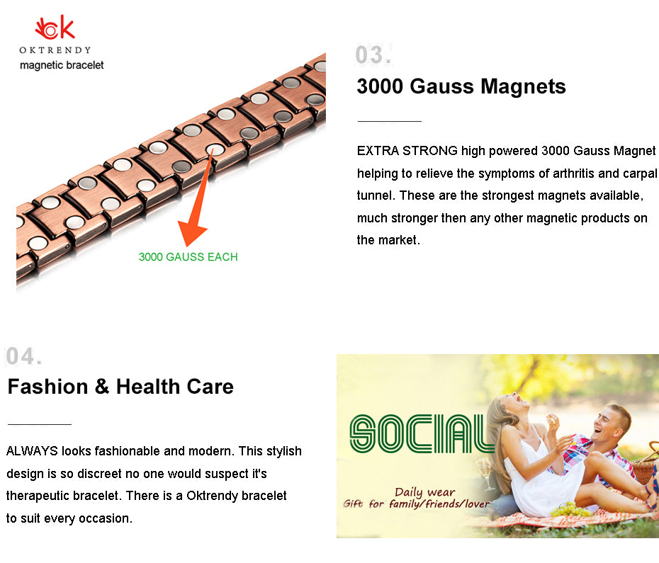 Energizing 100% Pure Titanium Hematite Magnetic Bracelet with Therapeutic Energy Healing Benefits for Men & Women