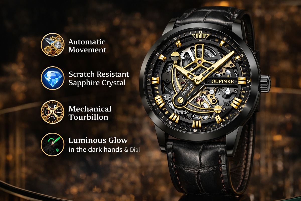 Luxury Skeleton Automatic Watch – Tourbillon,
