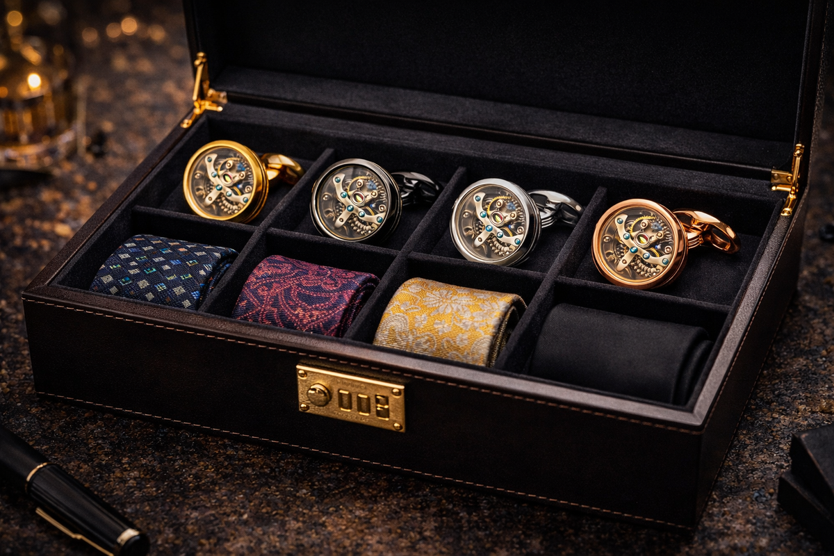 Davis Formal™ Mechanica Automatic Cufflinks – Luxury Skeleton Collection