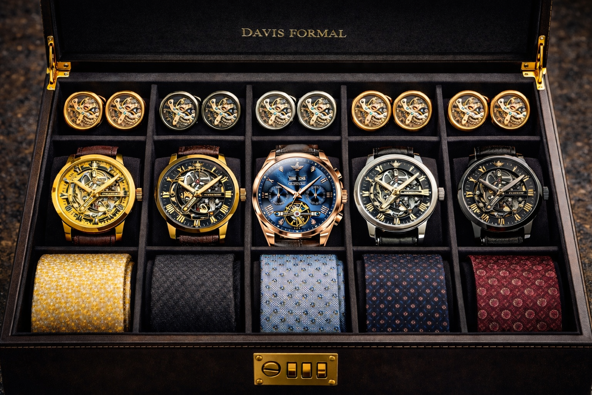 Davis Formal™ Mechanica Automatic Cufflinks – Luxury Skeleton Collection