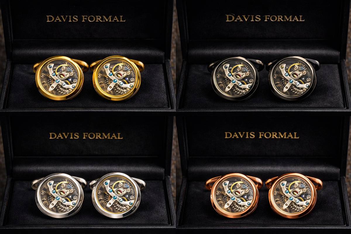 Davis Formal™ Mechanica Automatic Cufflinks – Luxury Skeleton Collection