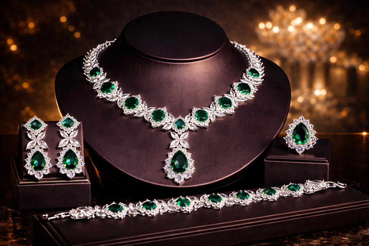 Emerald Sovereign 4-Piece Jewelry Set