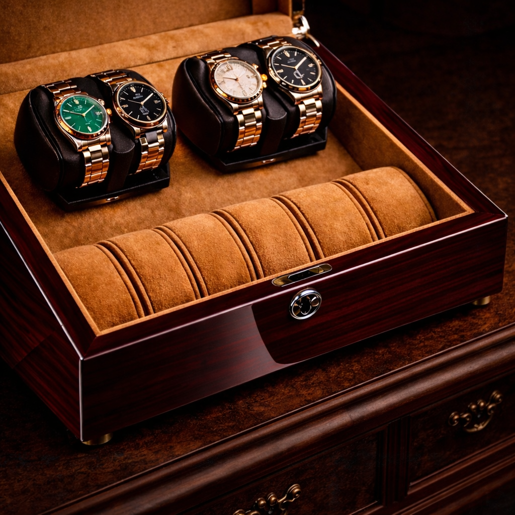 Davis Formal Luxury Automatic Watch Winder – Dual Motor 10-Slot Display Case (4 Rotation + 6 Storage)