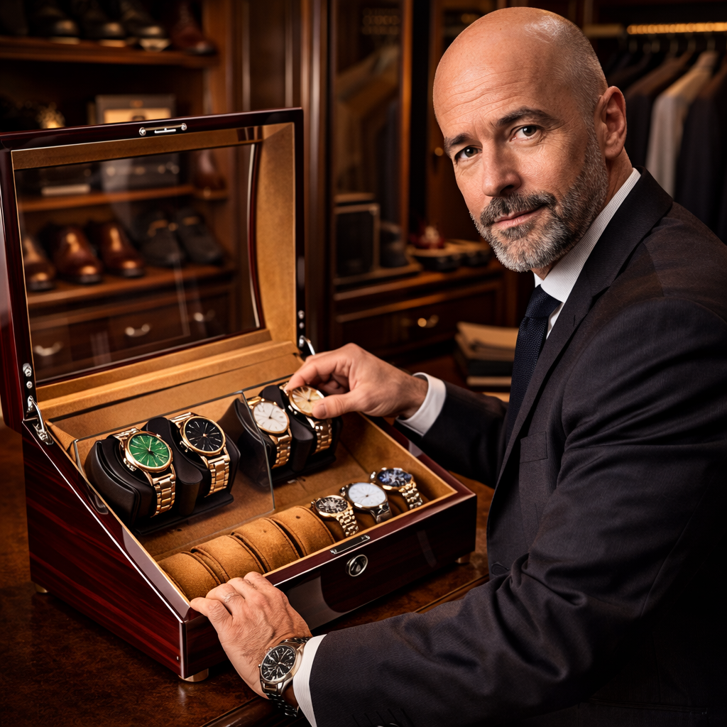 Davis Formal Luxury Automatic Watch Winder – Dual Motor 10-Slot Display Case (4 Rotation + 6 Storage)