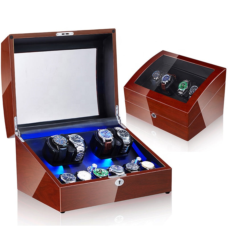Davis Formal Luxury Automatic Watch Winder – Dual Motor 10-Slot Display Case (4 Rotation + 6 Storage)