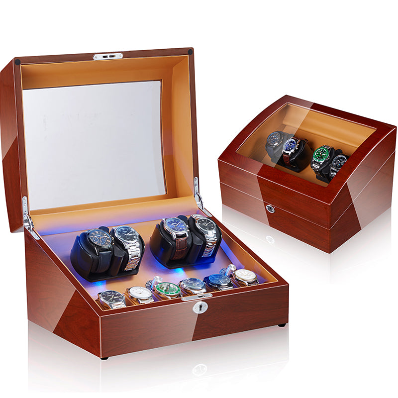 Davis Formal Luxury Automatic Watch Winder – Dual Motor 10-Slot Display Case (4 Rotation + 6 Storage)