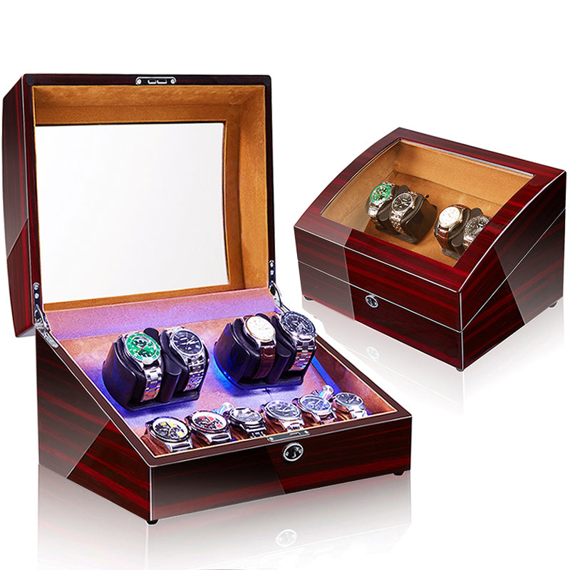Davis Formal Luxury Automatic Watch Winder – Dual Motor 10-Slot Display Case (4 Rotation + 6 Storage)
