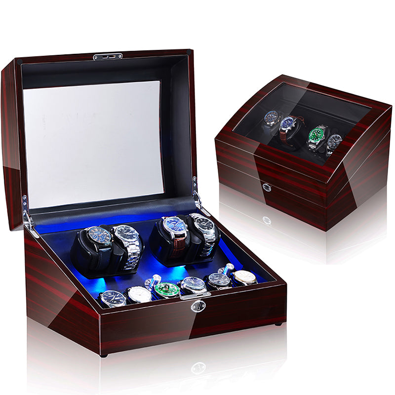 Davis Formal Luxury Automatic Watch Winder – Dual Motor 10-Slot Display Case (4 Rotation + 6 Storage)