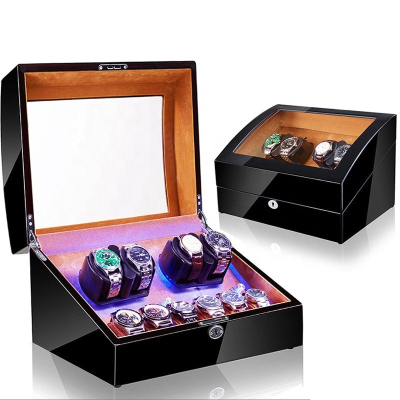 Davis Formal Luxury Automatic Watch Winder – Dual Motor 10-Slot Display Case (4 Rotation + 6 Storage)