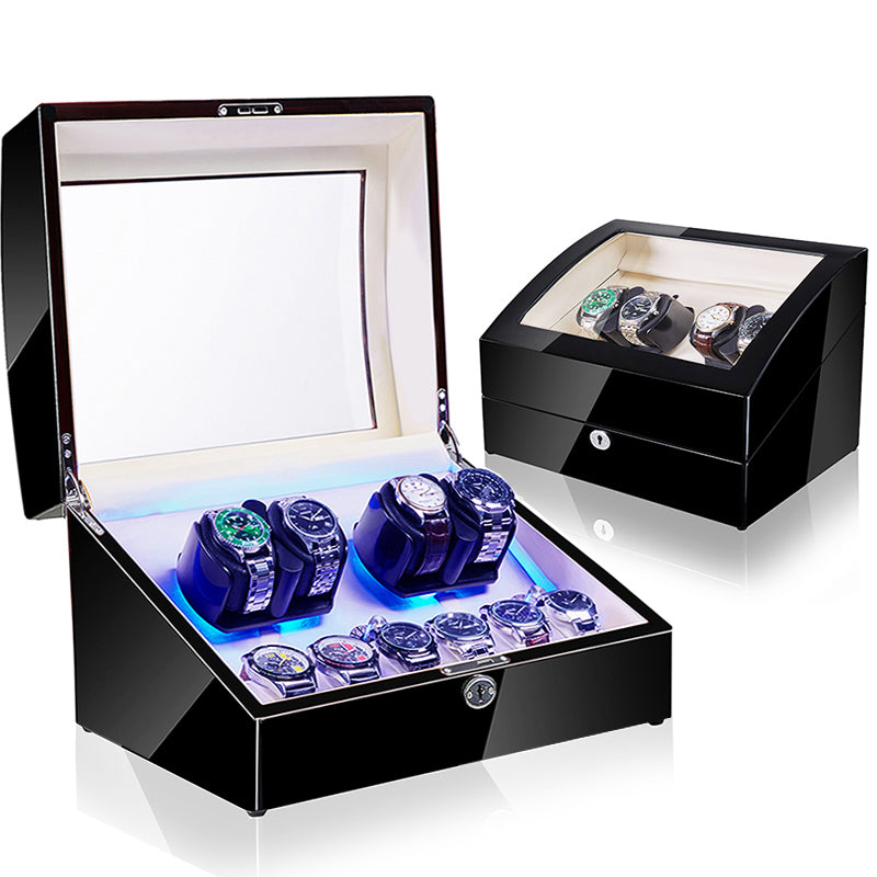 Davis Formal Luxury Automatic Watch Winder – Dual Motor 10-Slot Display Case (4 Rotation + 6 Storage)