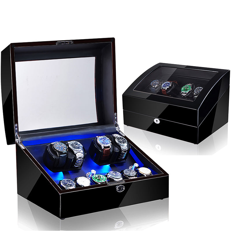 Davis Formal Luxury Automatic Watch Winder – Dual Motor 10-Slot Display Case (4 Rotation + 6 Storage)