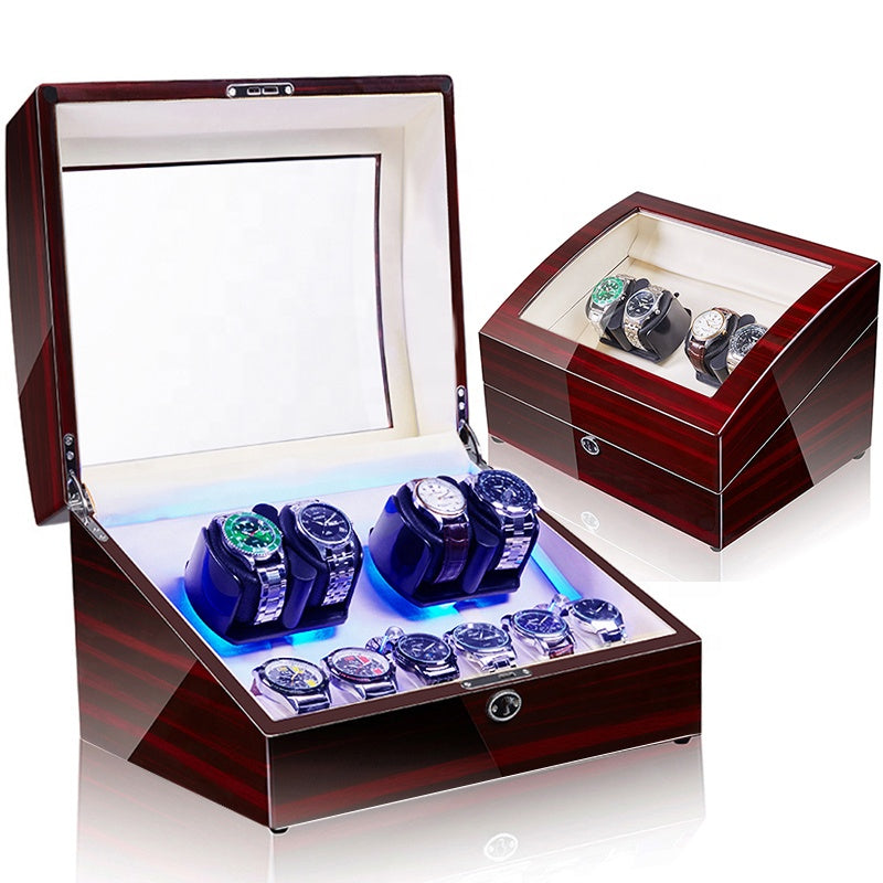 Davis Formal Luxury Automatic Watch Winder – Dual Motor 10-Slot Display Case (4 Rotation + 6 Storage)