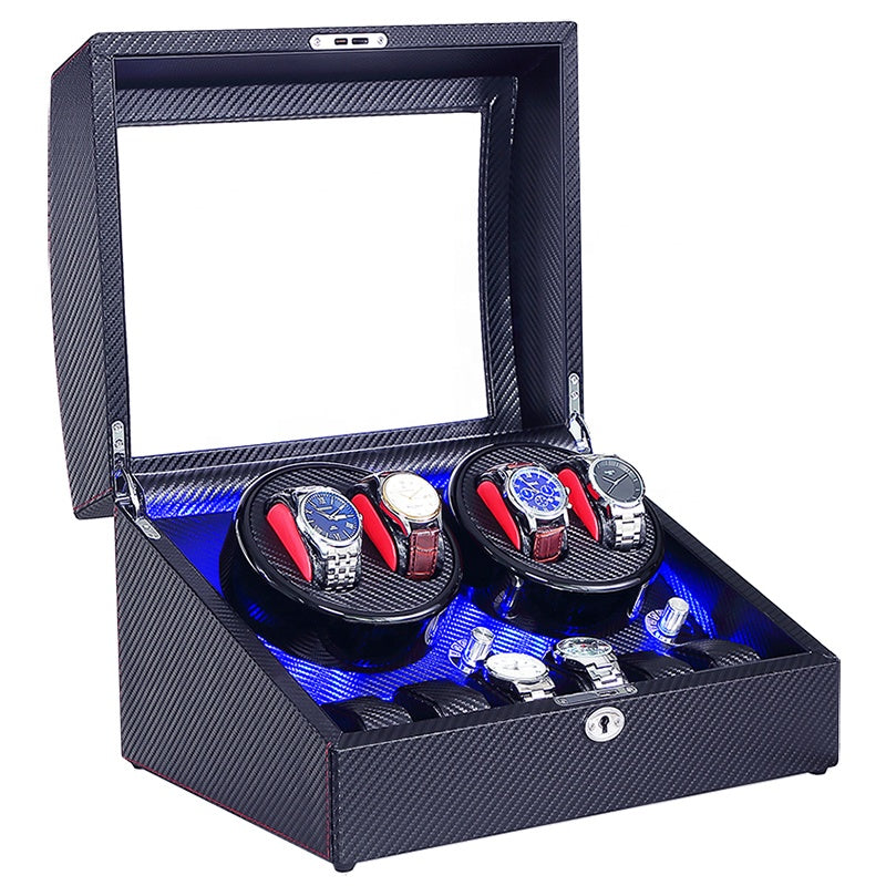 Davis Formal Luxury Automatic Watch Winder – Dual Motor 10-Slot Display Case (4 Rotation + 6 Storage)