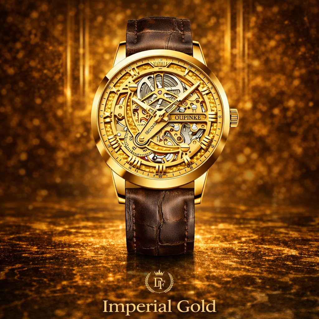 Imperial Gold skeleton automatic tourbillon watch 
