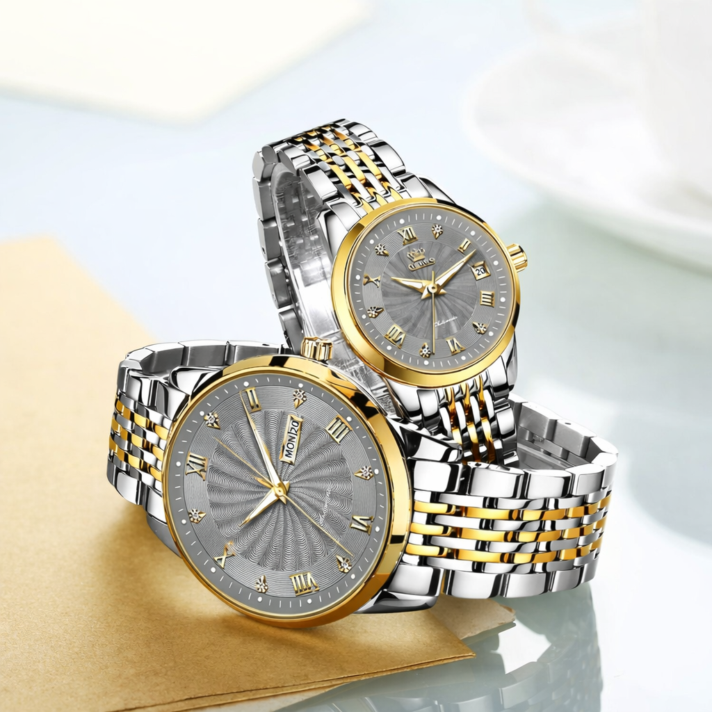 Couples Watch-set OLEVS Luxury Automatic Self Wind Mechanical Movement