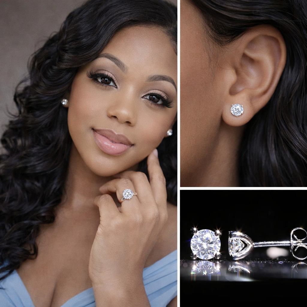 925 Sterling Silver 4 Prong 0.5ct. 1ct. 1.5ct.  Moissanite Diamond Stud Earrings