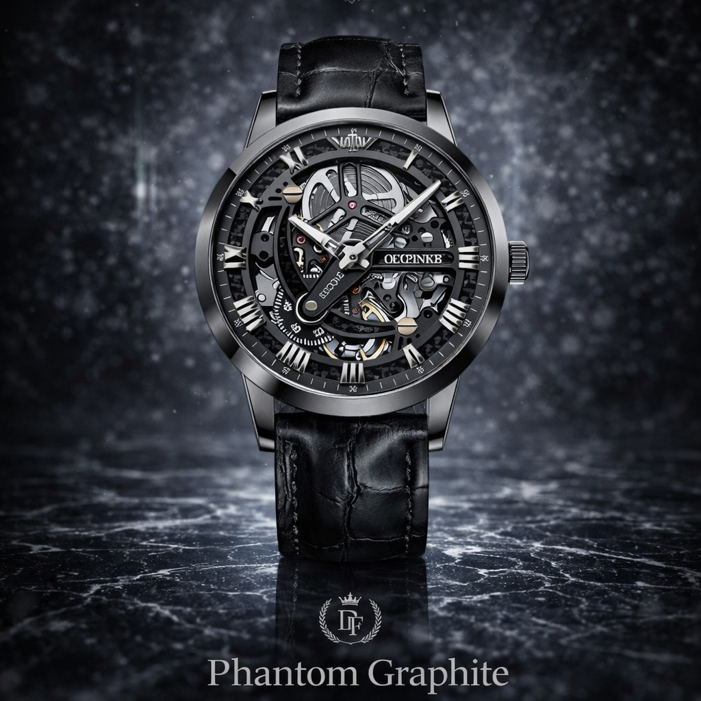 Phantom Graphite skeleton automatic watch with tourbillon and sapphire crystal”
