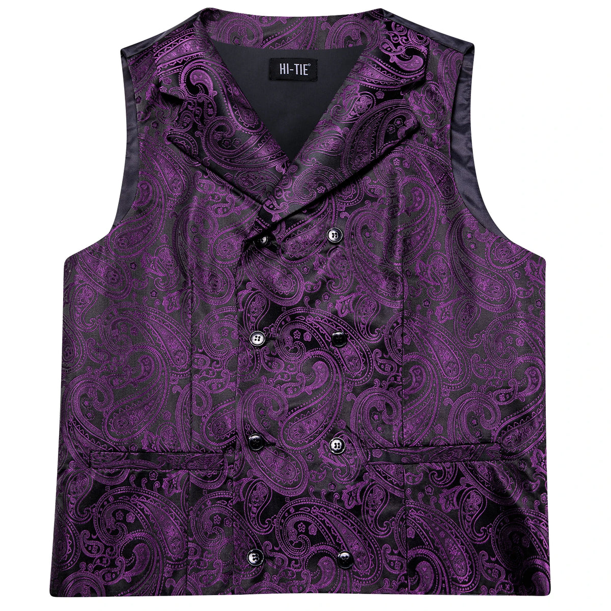 Men’s Vest & Tie Set. Silk Paisley 4Pc. NeckTie, Hanky & Cufflinks