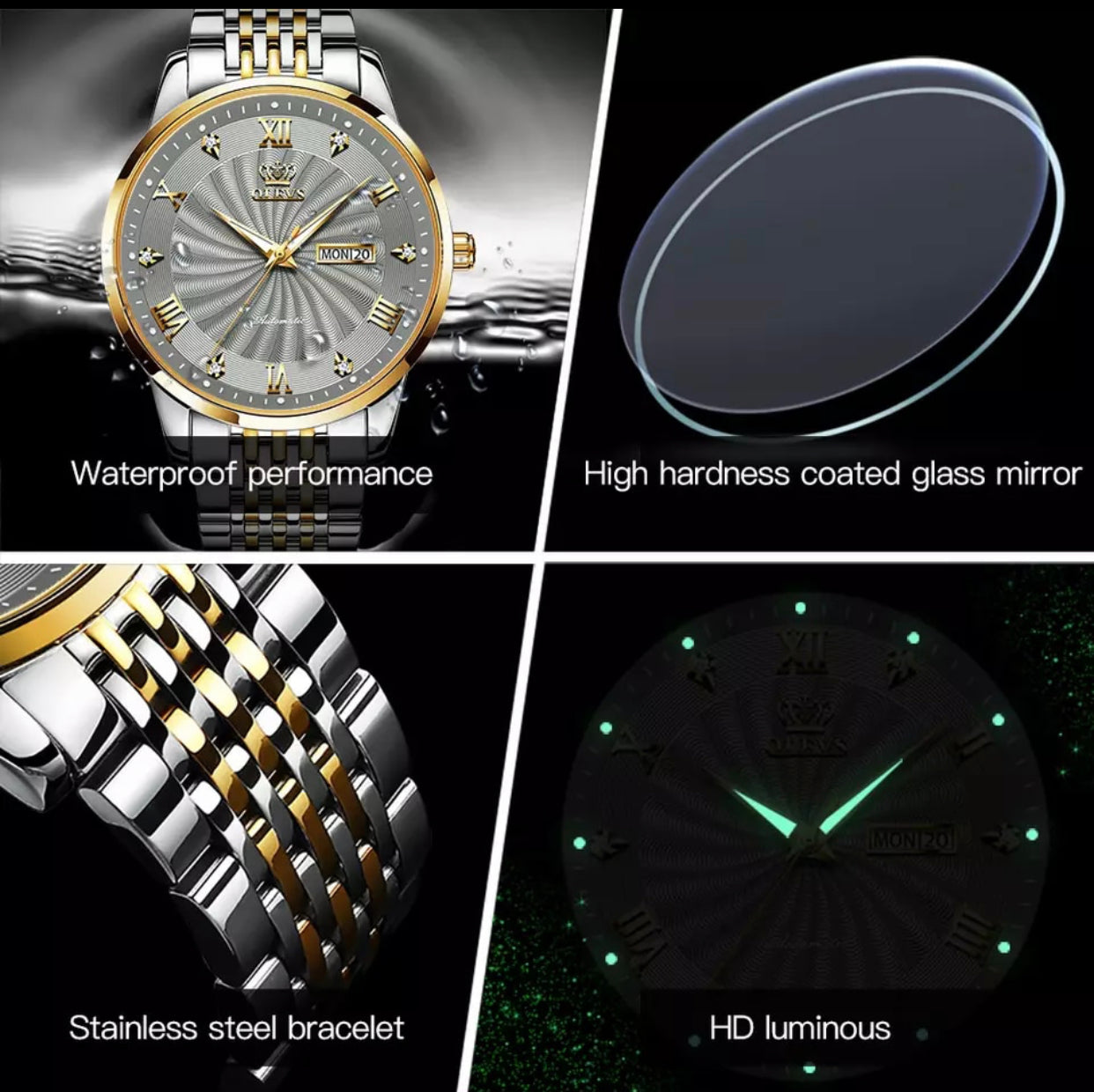 Couples Wristwatch OLEVS Luxury Automatic Self Wind Mechanical Movement Waterproof Watches