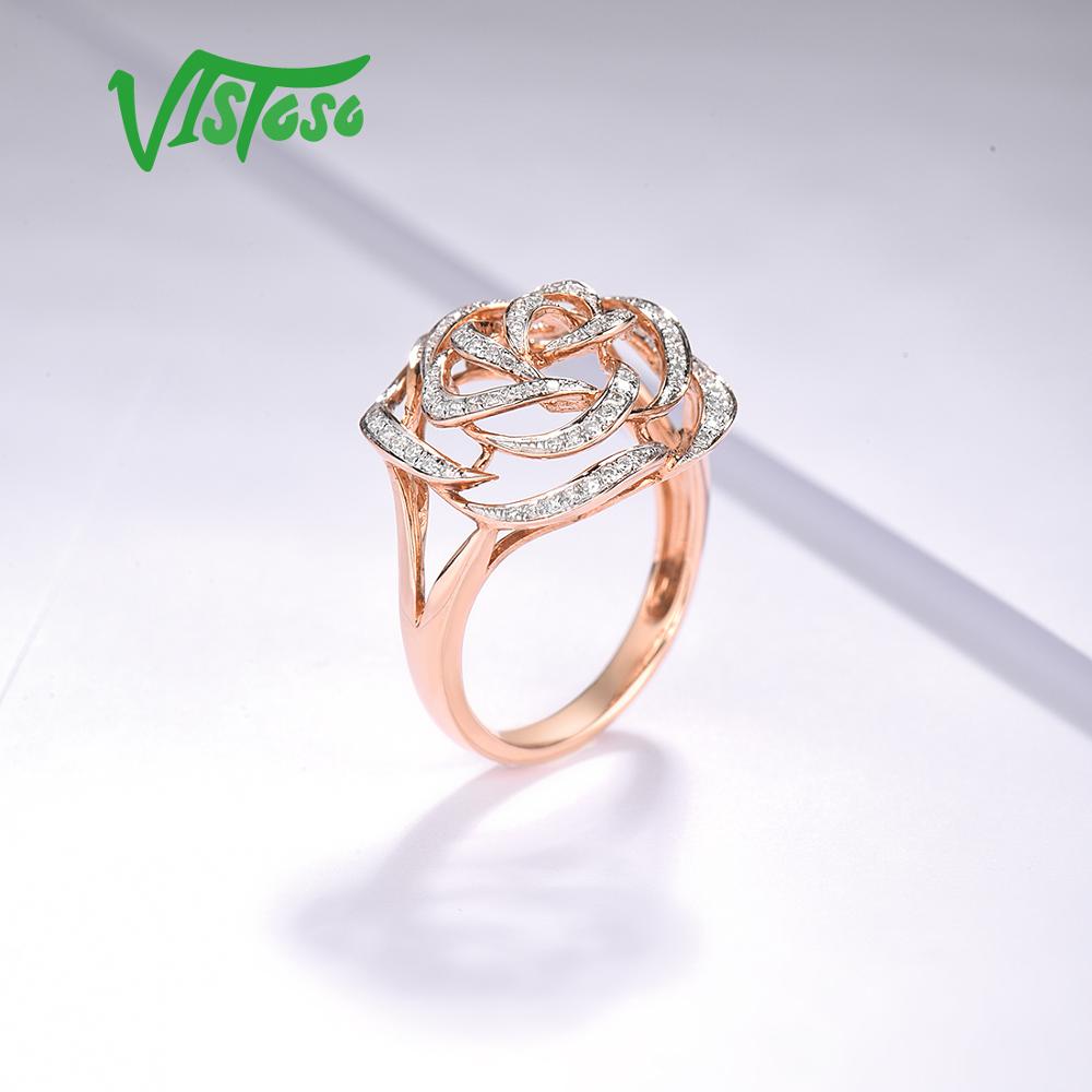 14K 585 Rose Gold Ring Genuine Sparkling Diamond Promise, Engagement, and Anniversary Fine Jewelry