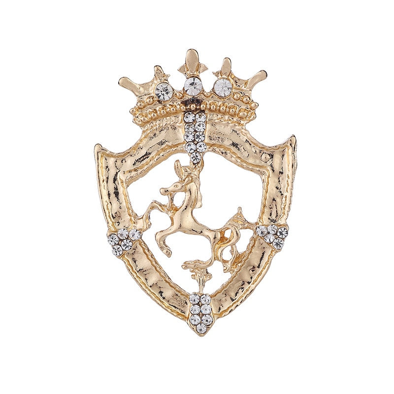 Lion Shield & Crown Men Suit or Shirt Collar Lapel Pins