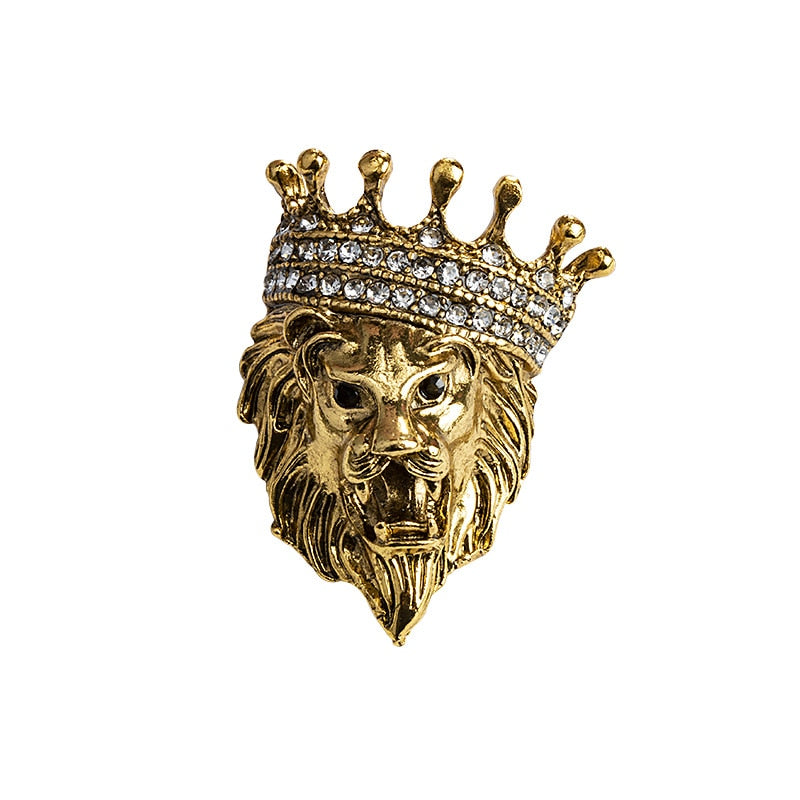 Lion Shield & Crown Men Suit or Shirt Collar Lapel Pins
