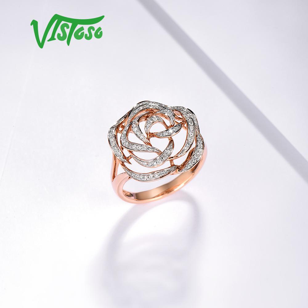 14K 585 Rose Gold Ring Genuine Sparkling Diamond Promise, Engagement, and Anniversary Fine Jewelry