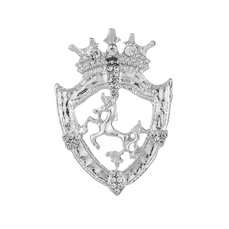 Lion Shield & Crown Men Suit or Shirt Collar Lapel Pins
