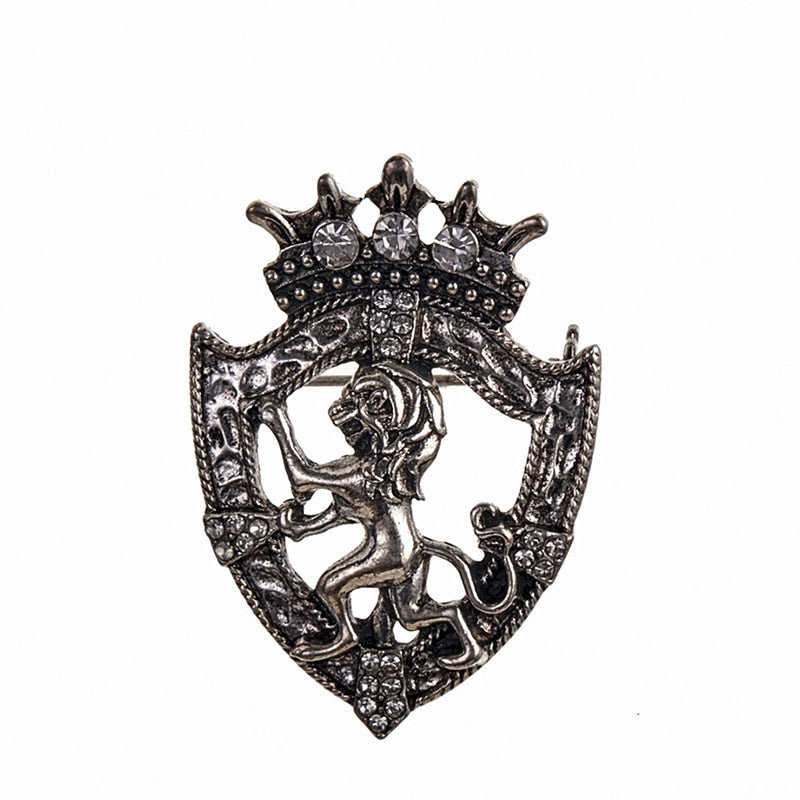 Lion Shield & Crown Men Suit or Shirt Collar Lapel Pins