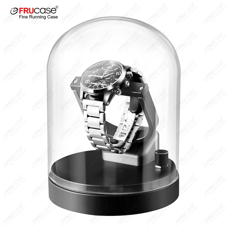 FRUCASE Orbital Watch Winder for automatic watches with transparent glass & storage display