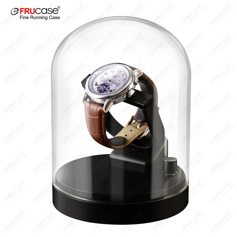 FRUCASE Orbital Watch Winder for automatic watches with transparent glass & storage display