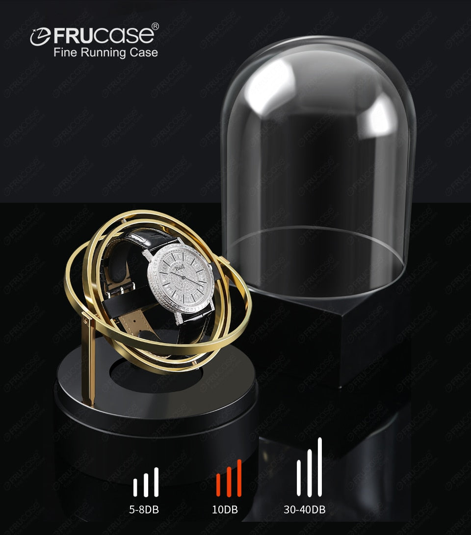 FRUCASE Orbital Watch Winder for automatic watches with transparent glass & storage display