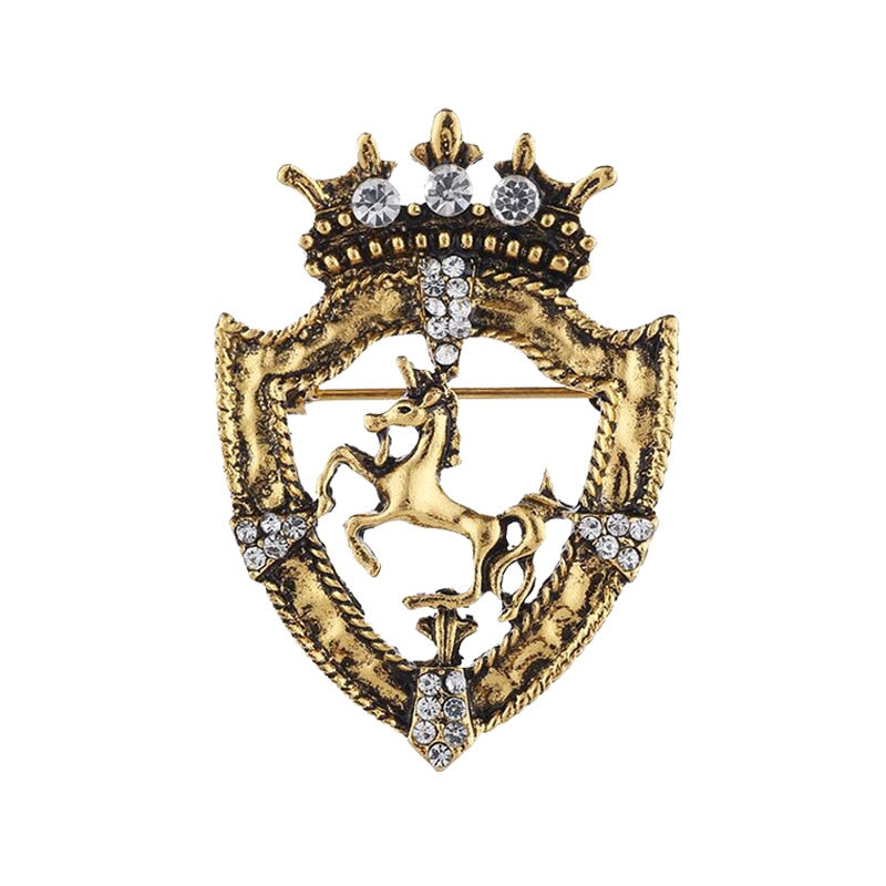 Lion Shield & Crown Men Suit or Shirt Collar Lapel Pins