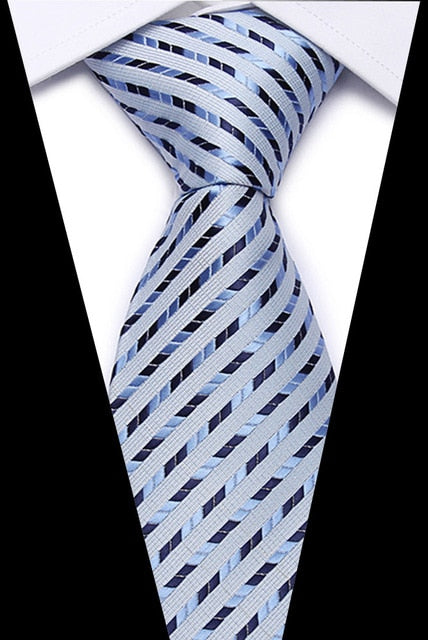 Classic Silk Necktie Jacquard Woven Plaid Check Striped Cravatta Ties for men