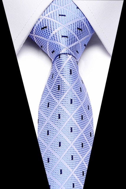 Classic Silk Necktie Jacquard Woven Plaid Check Striped Cravatta Ties for men