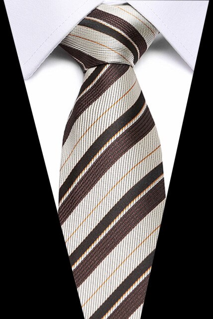 Classic Silk Necktie Jacquard Woven Plaid Check Striped Cravatta Ties for men