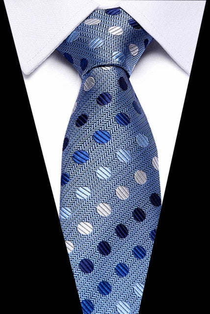 Classic Silk Necktie Jacquard Woven Plaid Check Striped Cravatta Ties for men
