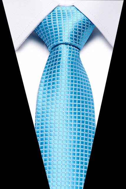 Classic Silk Necktie Jacquard Woven Plaid Check Striped Cravatta Ties for men