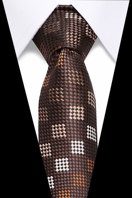 Classic Silk Necktie Jacquard Woven Plaid Check Striped Cravatta Ties for men