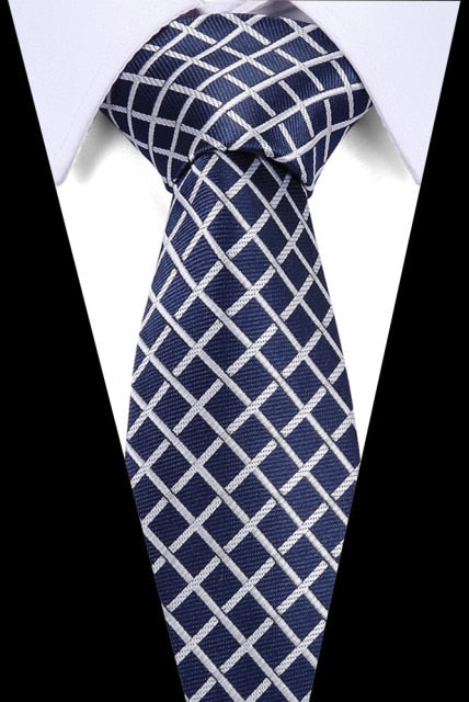 Classic Silk Necktie Jacquard Woven Plaid Check Striped Cravatta Ties for men