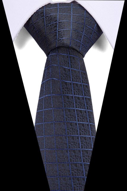 Classic Silk Necktie Jacquard Woven Plaid Check Striped Cravatta Ties for men