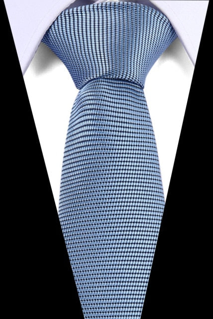 Classic Silk Necktie Jacquard Woven Plaid Check Striped Cravatta Ties for men