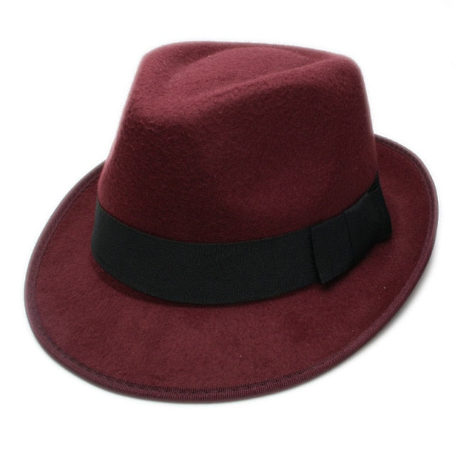 Men's Billycock Fedora Panama Wide Brim Fold Sag Top Bowler/Derby Jazz Hat with Ribbon