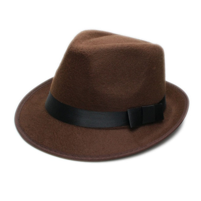 Men's Billycock Fedora Panama Wide Brim Fold Sag Top Bowler/Derby Jazz Hat with Ribbon