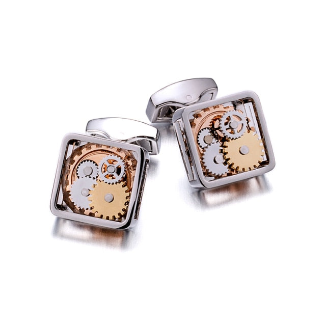 KFLK Luxury Shirt Gift Cufflinks for Mens gift Brand Wedding Cuff links Mechanical gear Button Custom male High Quality