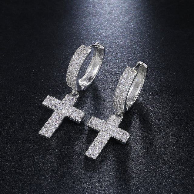 Arrow Cross-shape Drop Earrings for Women/Men Dazzling Crystal Zirconia Earrings