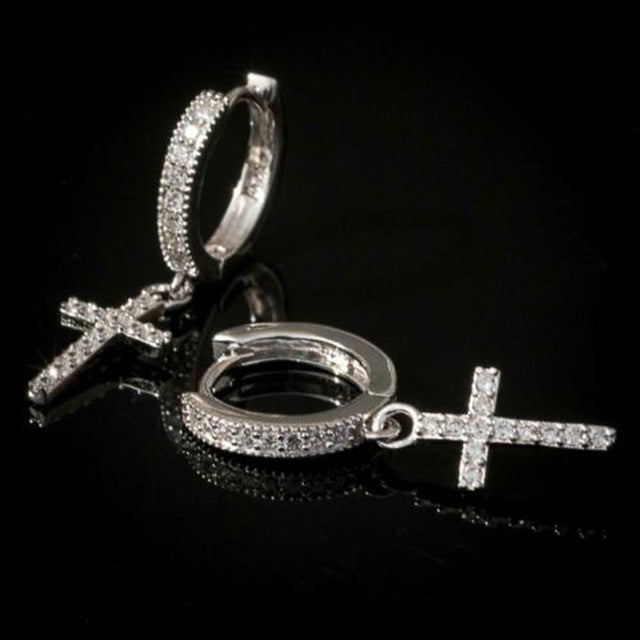 Arrow Cross-shape Drop Earrings for Women/Men Dazzling Crystal Zirconia Earrings