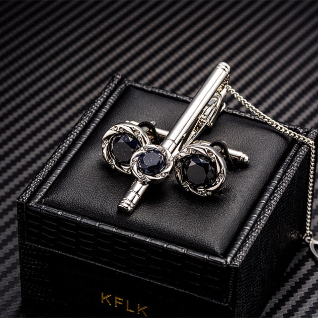 Cufflink & necktie clip for men's French shirt