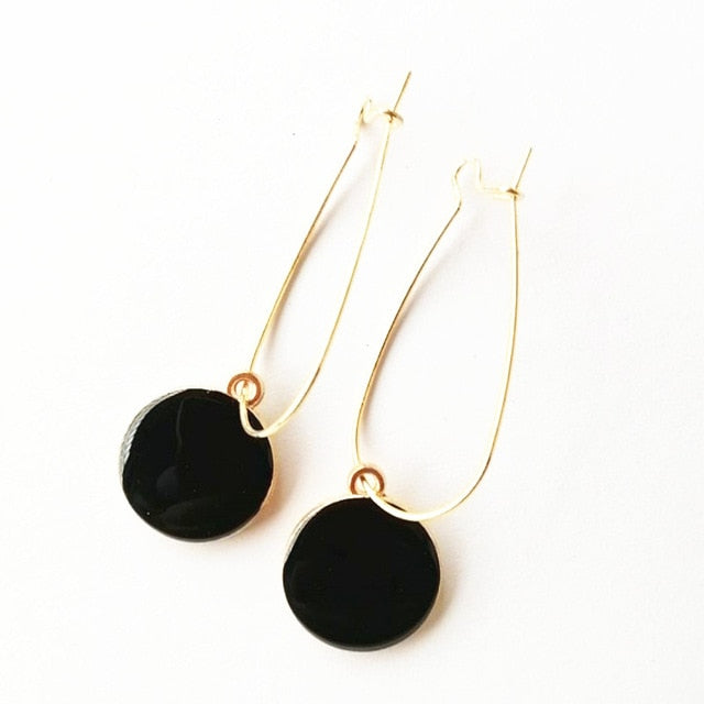 Black round rhinestone earrings